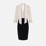 Abito in georgette con piping - Elisabetta Franchi AB77151E2 E84 ELISABETTA FRANCHI 