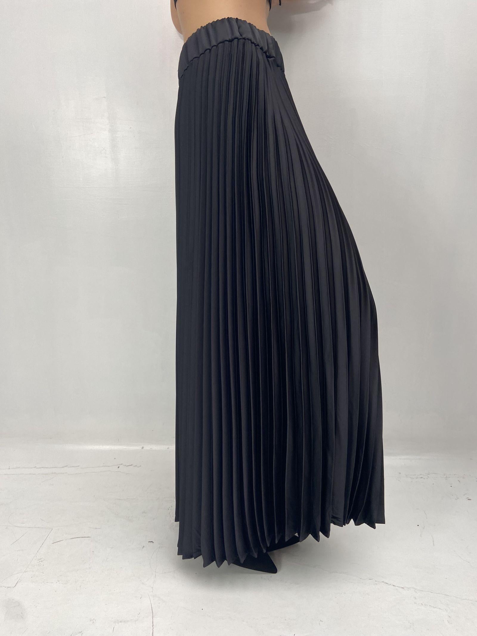 Gonna in raso plissè SK1183 NERO OFELIA 
