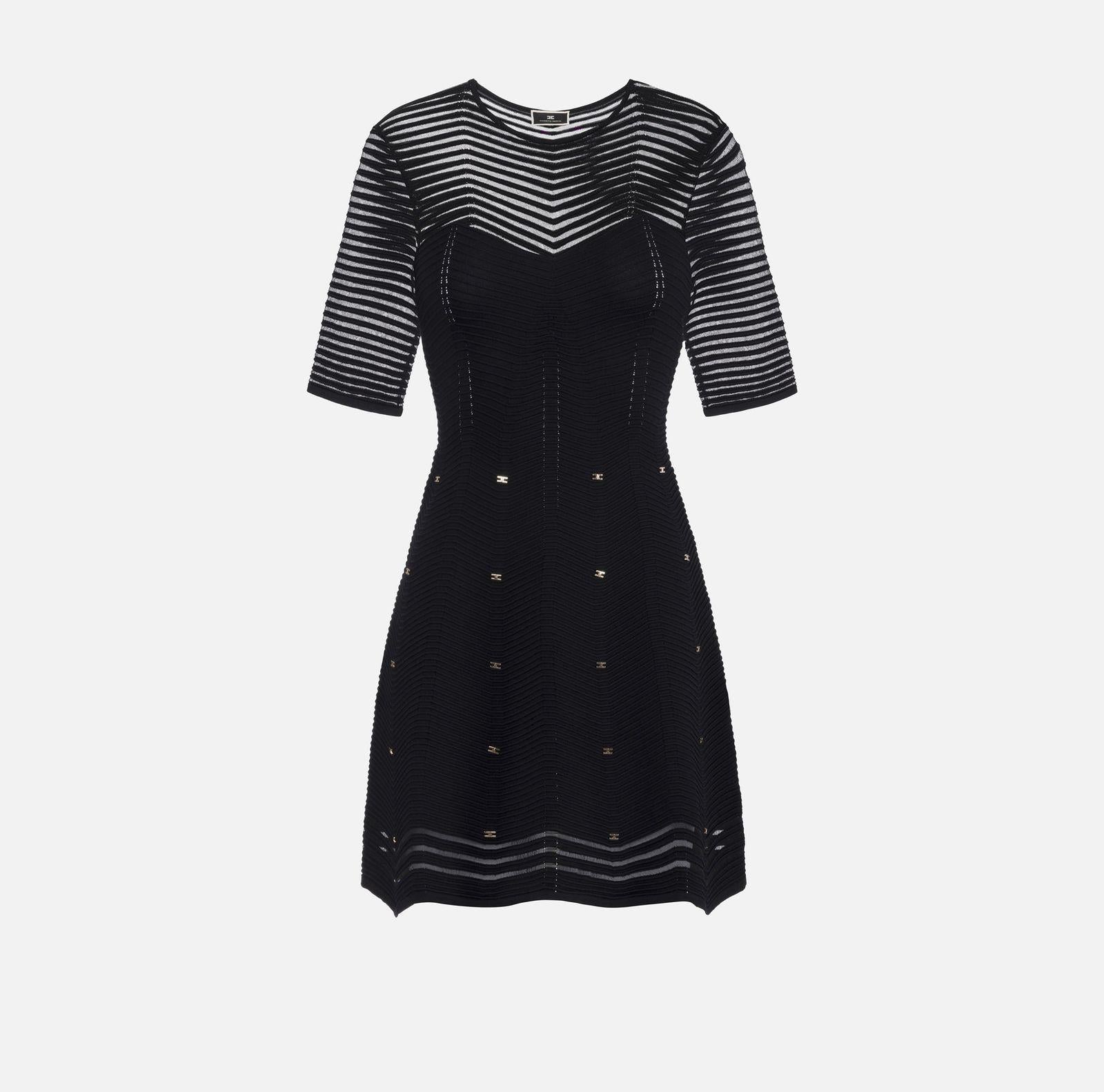Abito con motivo chevron e borchie AM03B46E2 110 ELISABETTA FRANCHI 