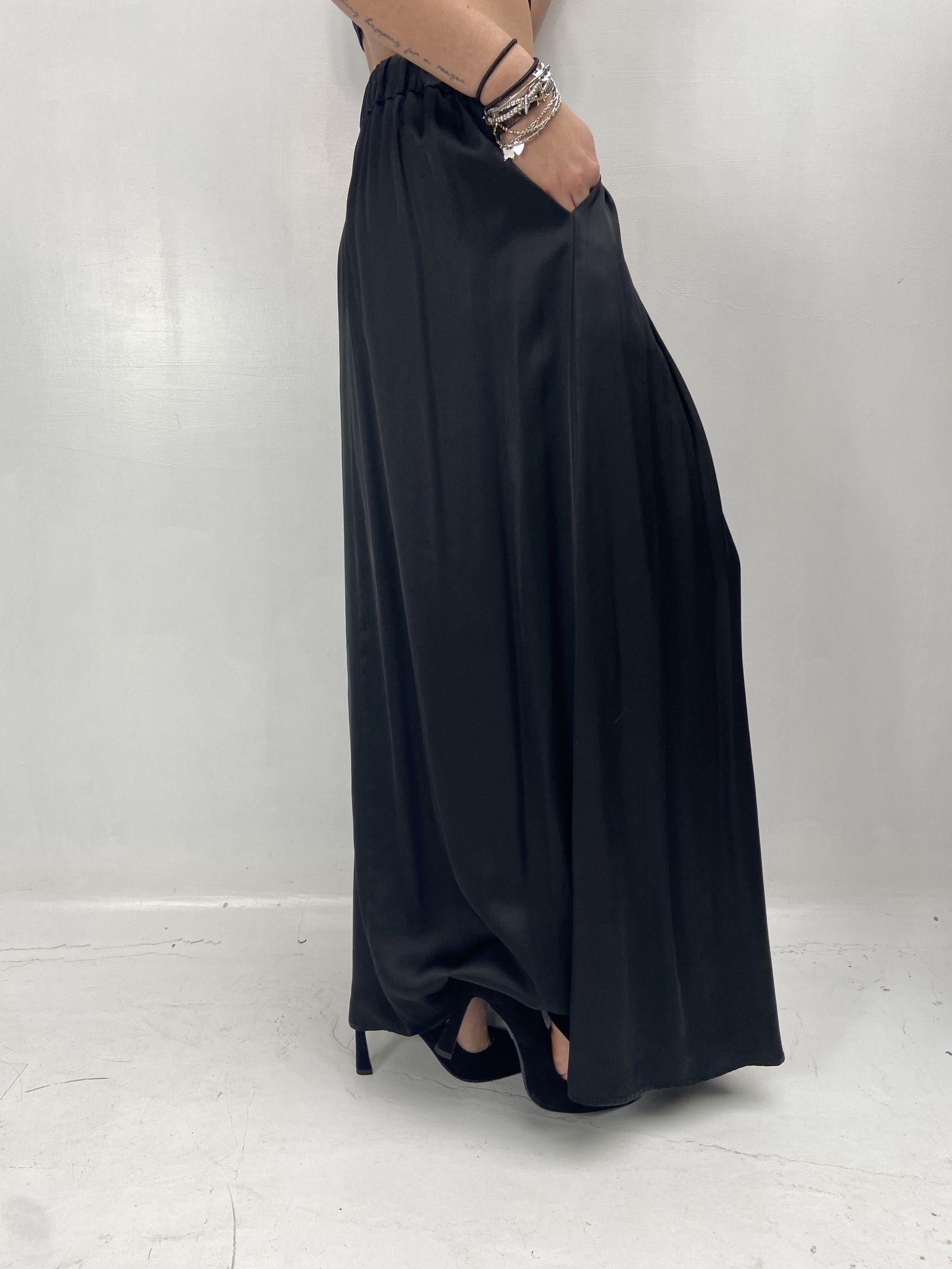 Gonna in raso con pieghe SK1027 NERO OFELIA 