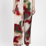 Pantalone in raso fantasia multicolor
