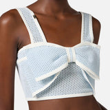 Top in punto rete con maxi fiocco - Elisabetta Franchi TK31T51E2 DM3 ELISABETTA FRANCHI 