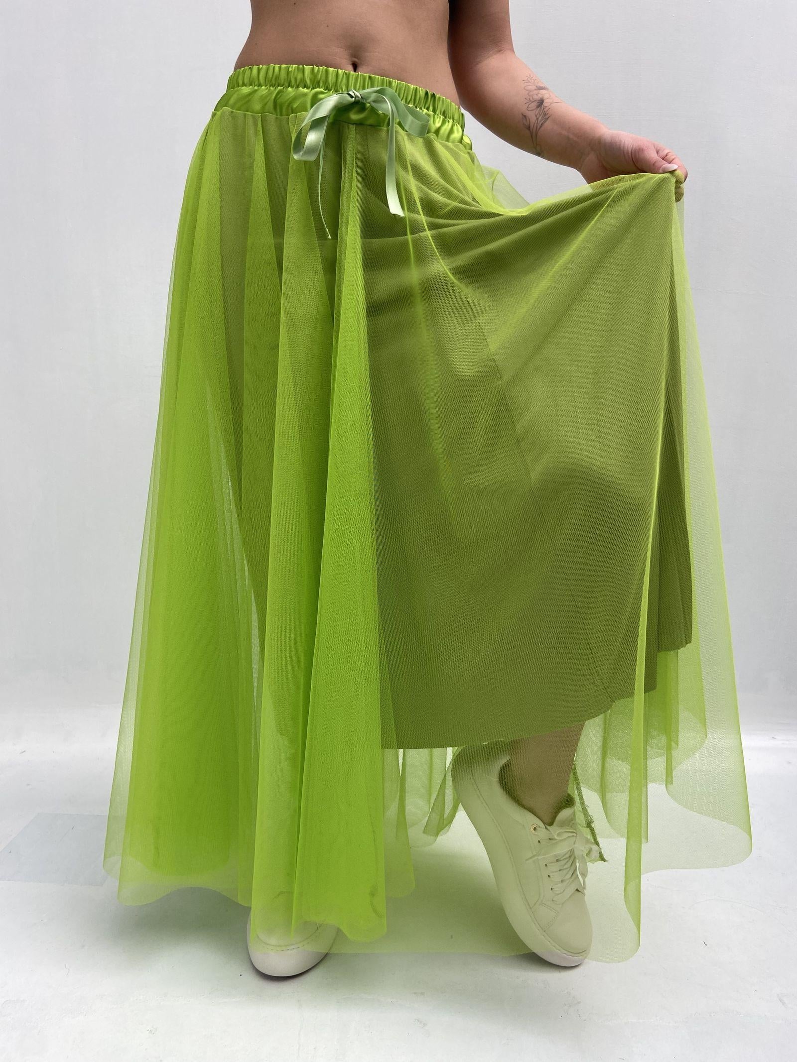 Gonna lunga in tulle MK04.015 LIME OFELIA 