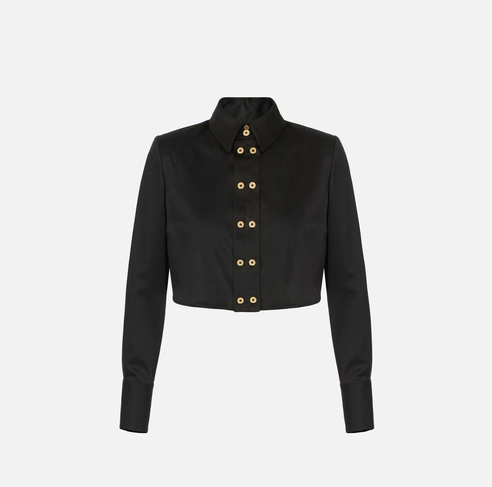 Camicia cropped in raso - Elisabetta Franchi CA09756E2 110 ELISABETTA FRANCHI 