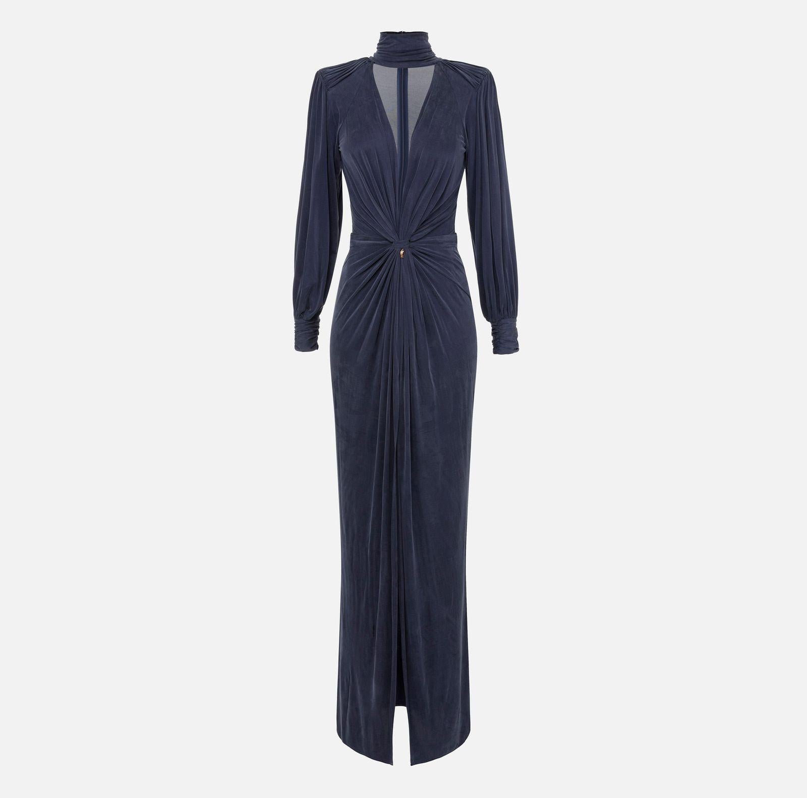 Abito red carpet in cupro con nodo - Elisabetta Franchi AB68447E2 B75 ELISABETTA FRANCHI 