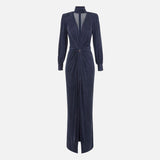 Abito red carpet in cupro con nodo - Elisabetta Franchi AB68447E2 B75 ELISABETTA FRANCHI 