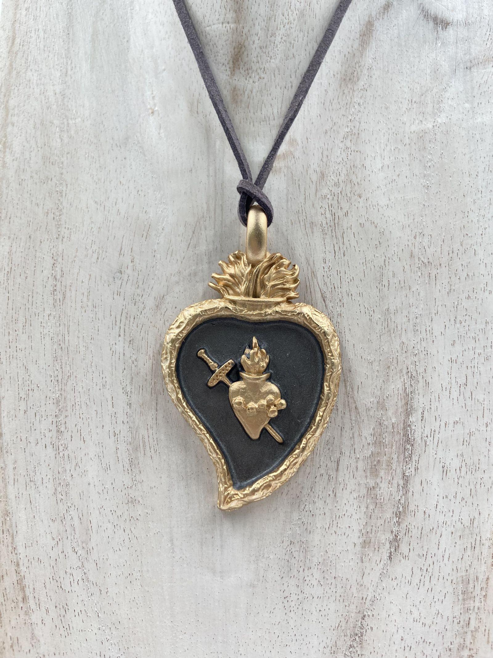 Ciondolo Cuore Sacro - Alevà CUORESACRO GRIGIOORO ALEVA' 