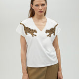 T-shirt strass disegno tigre