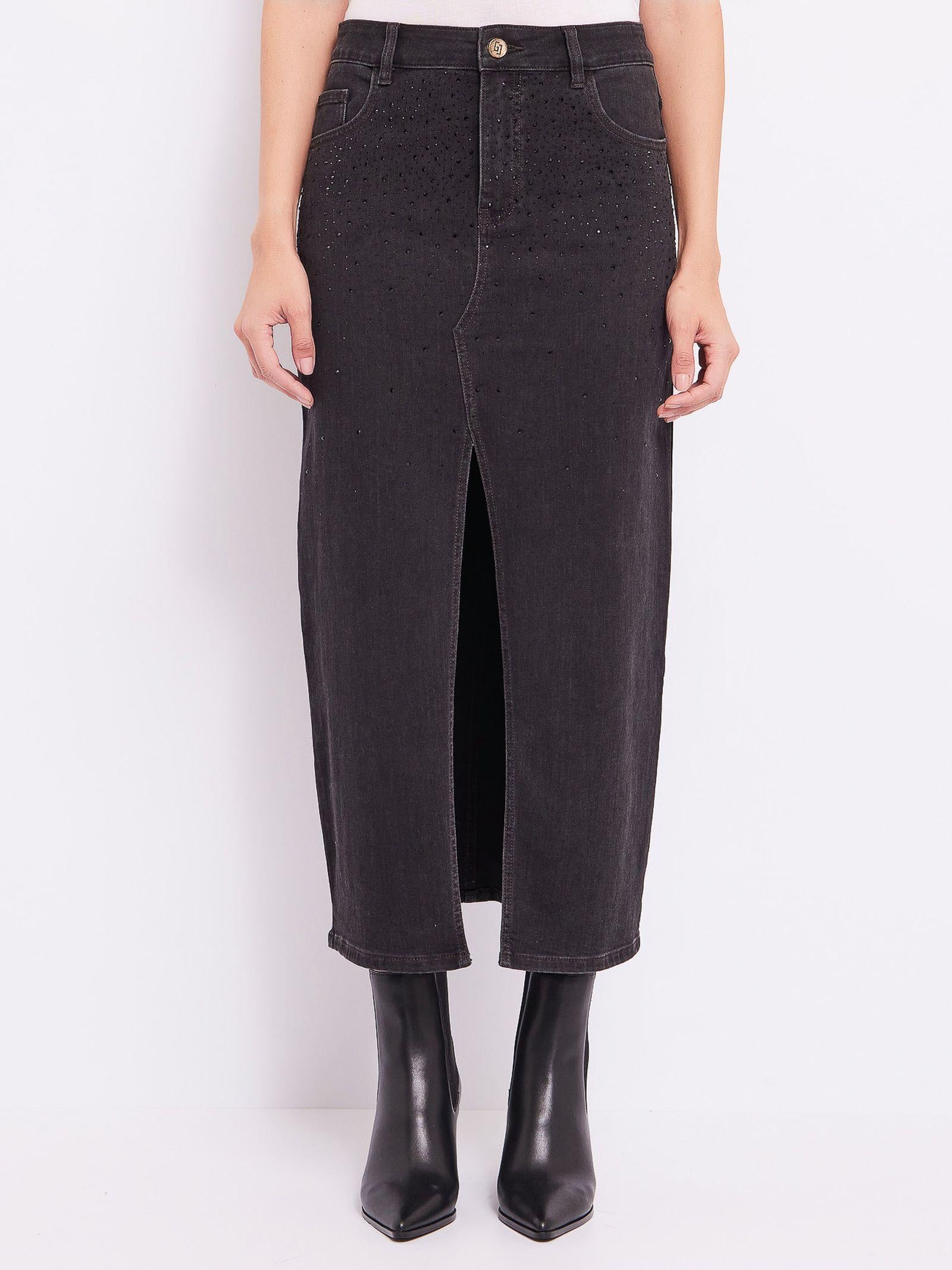 Gonna in denim con strass 421BD76001 00 GAUDI' 