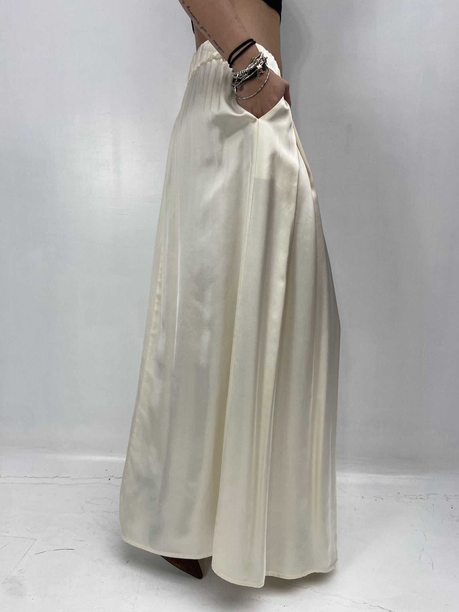 Gonna in raso con pieghe SK1027 PANNA OFELIA 