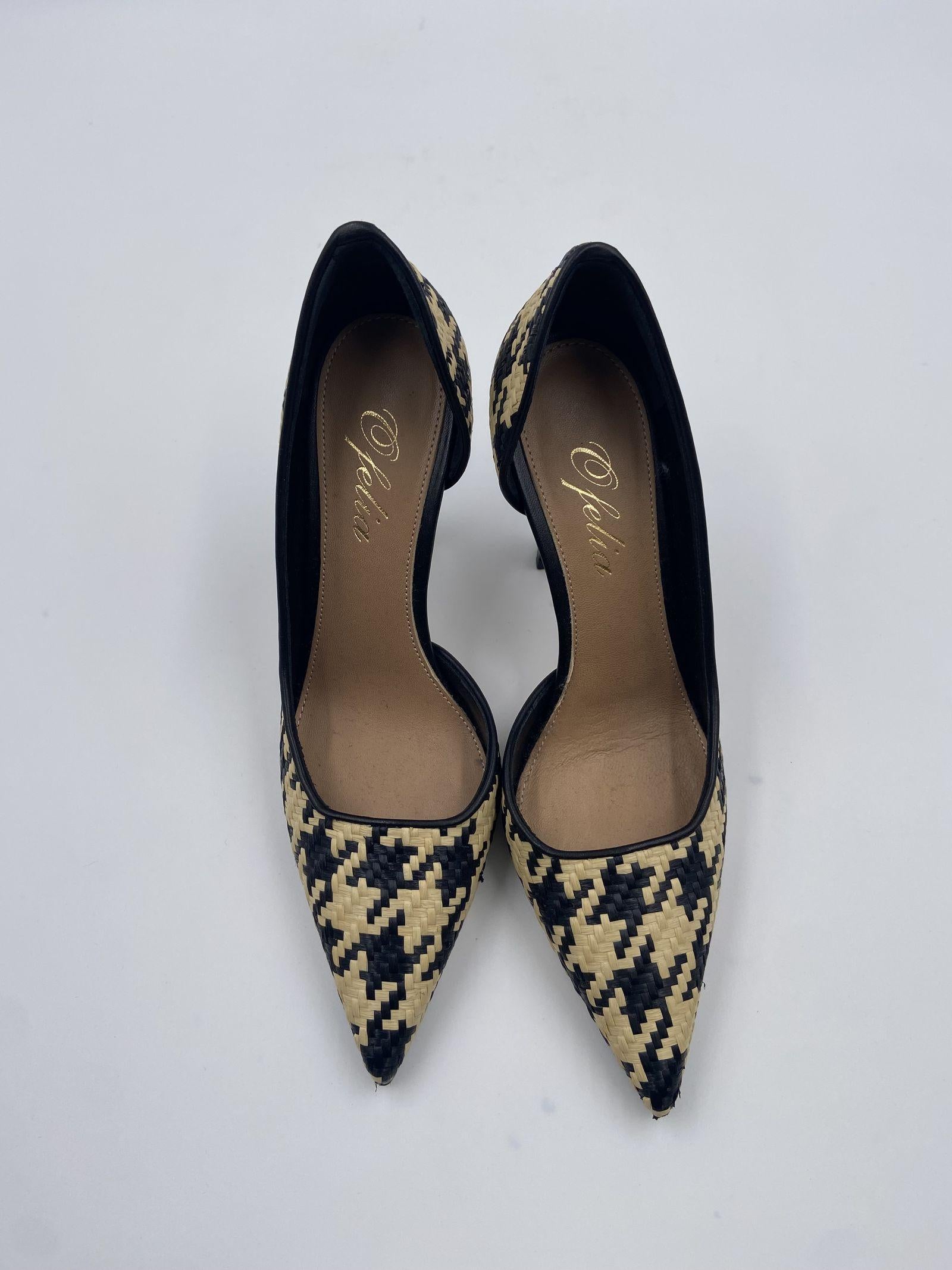 Sandalo in rafia con apertura laterale H2237 NEROBEIGE OFELIA 