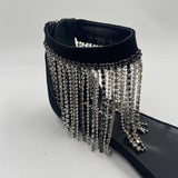 Sandalo basso con frange e strass