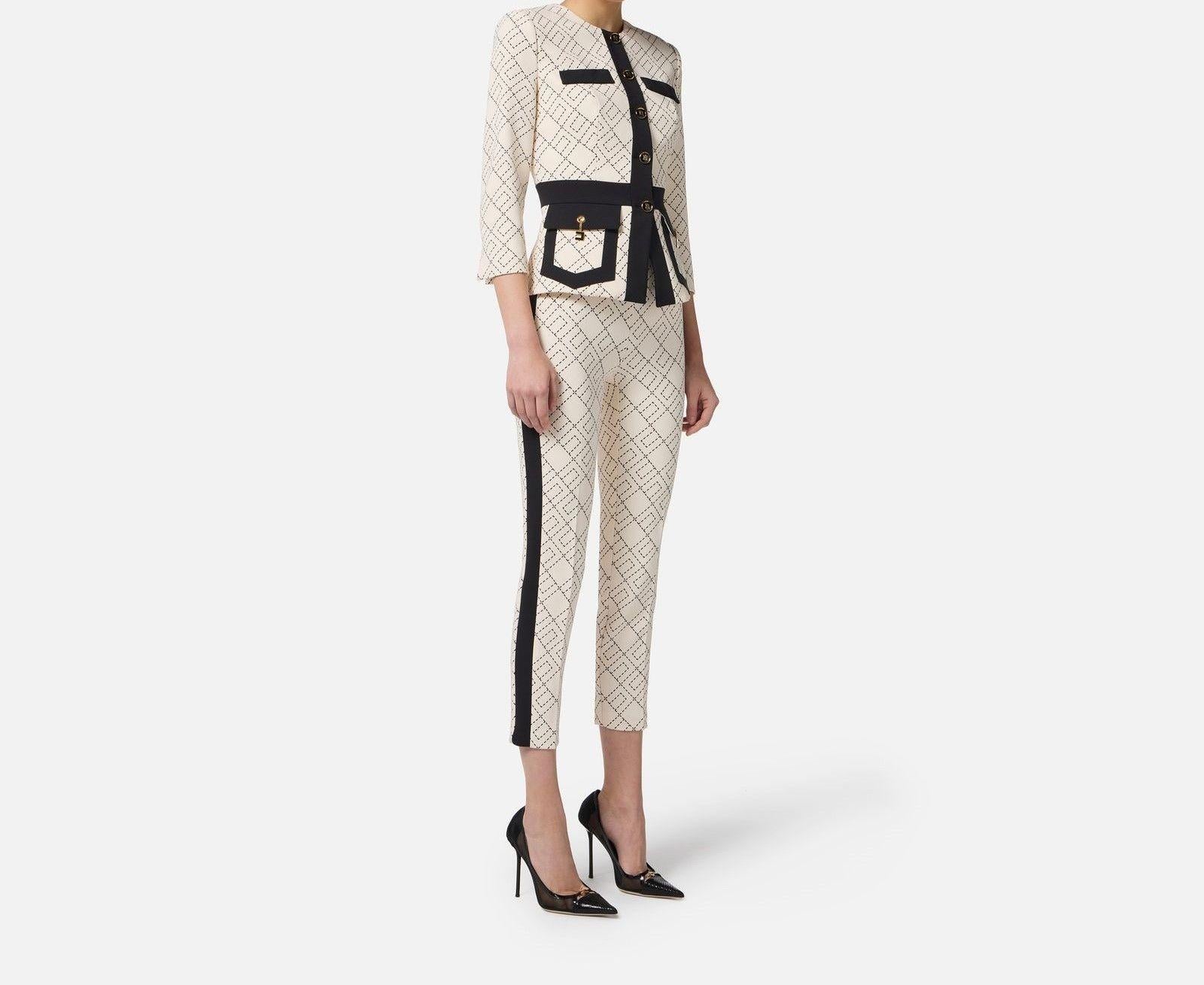 Giacca bicolor in doppio crepe - Elisabetta Franchi GIS0156E2 EF1 ELISABETTA FRANCHI 
