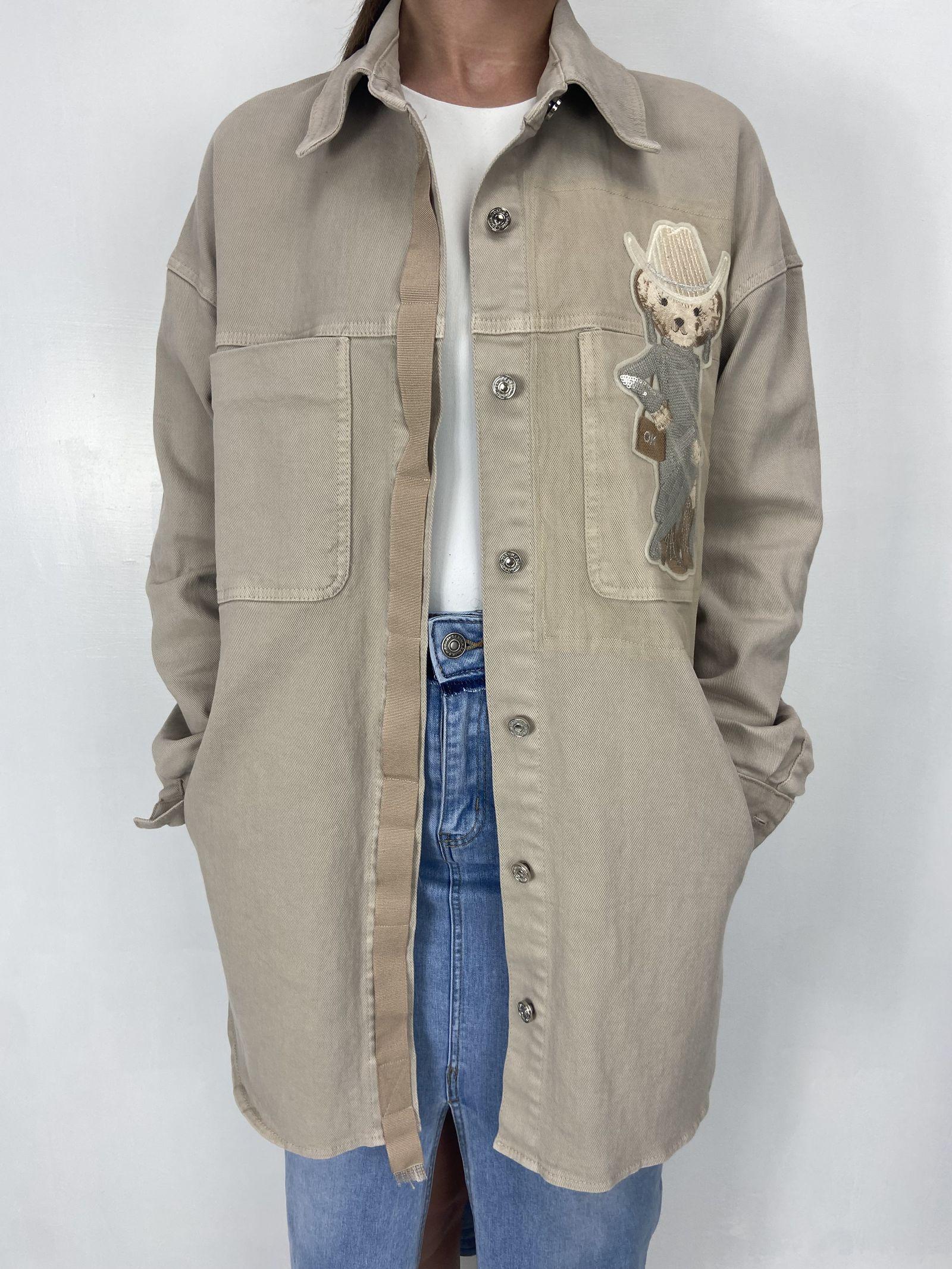 Giacca lunga con orsetto 525106 CAMMELLO OFELIA 