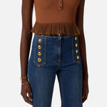 Jeans palazzo con bottoni - Elisabetta Franchi PJ19D61E2 104 ELISABETTA FRANCHI 