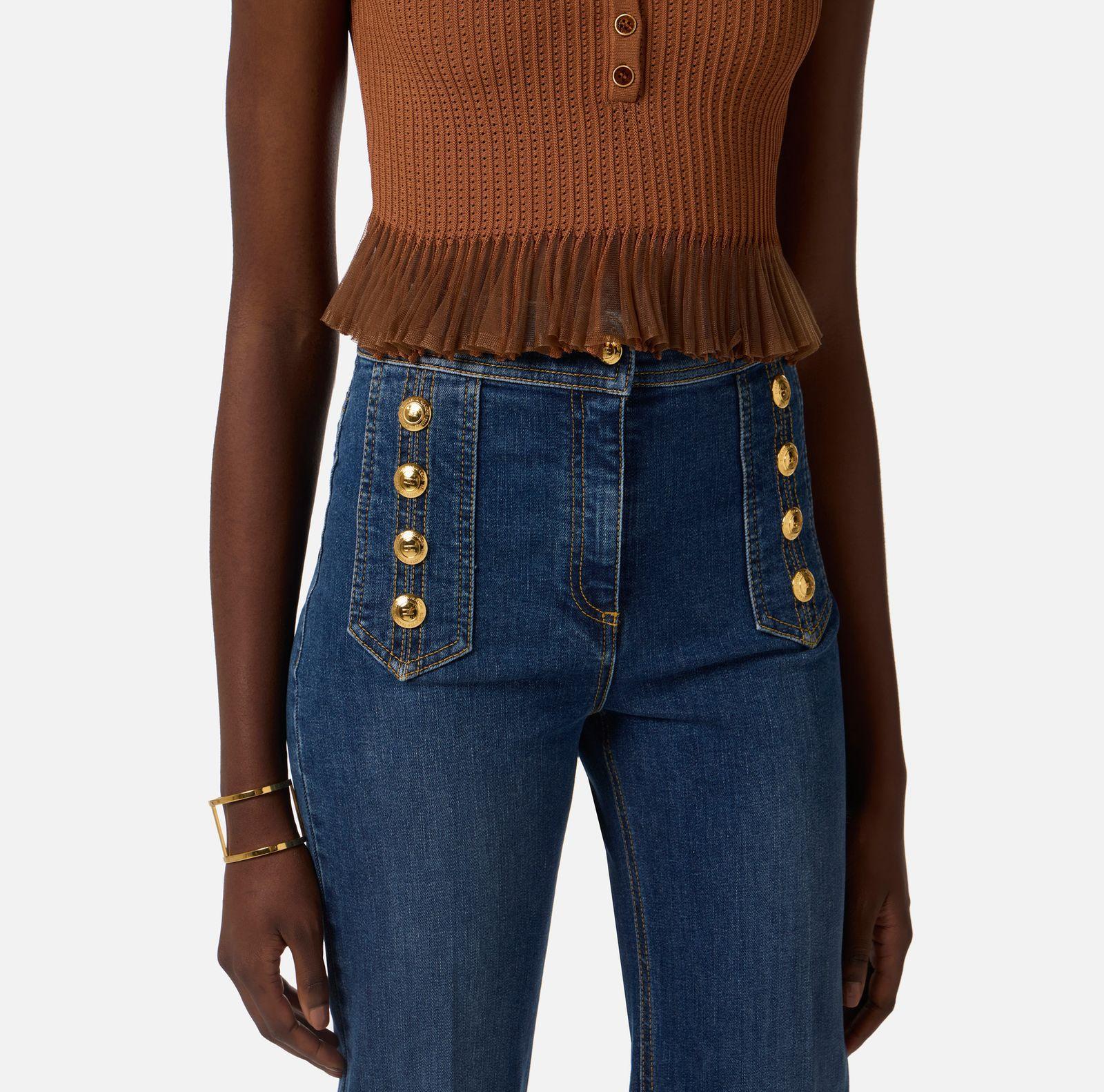Jeans palazzo con bottoni - Elisabetta Franchi PJ19D61E2 104 ELISABETTA FRANCHI 