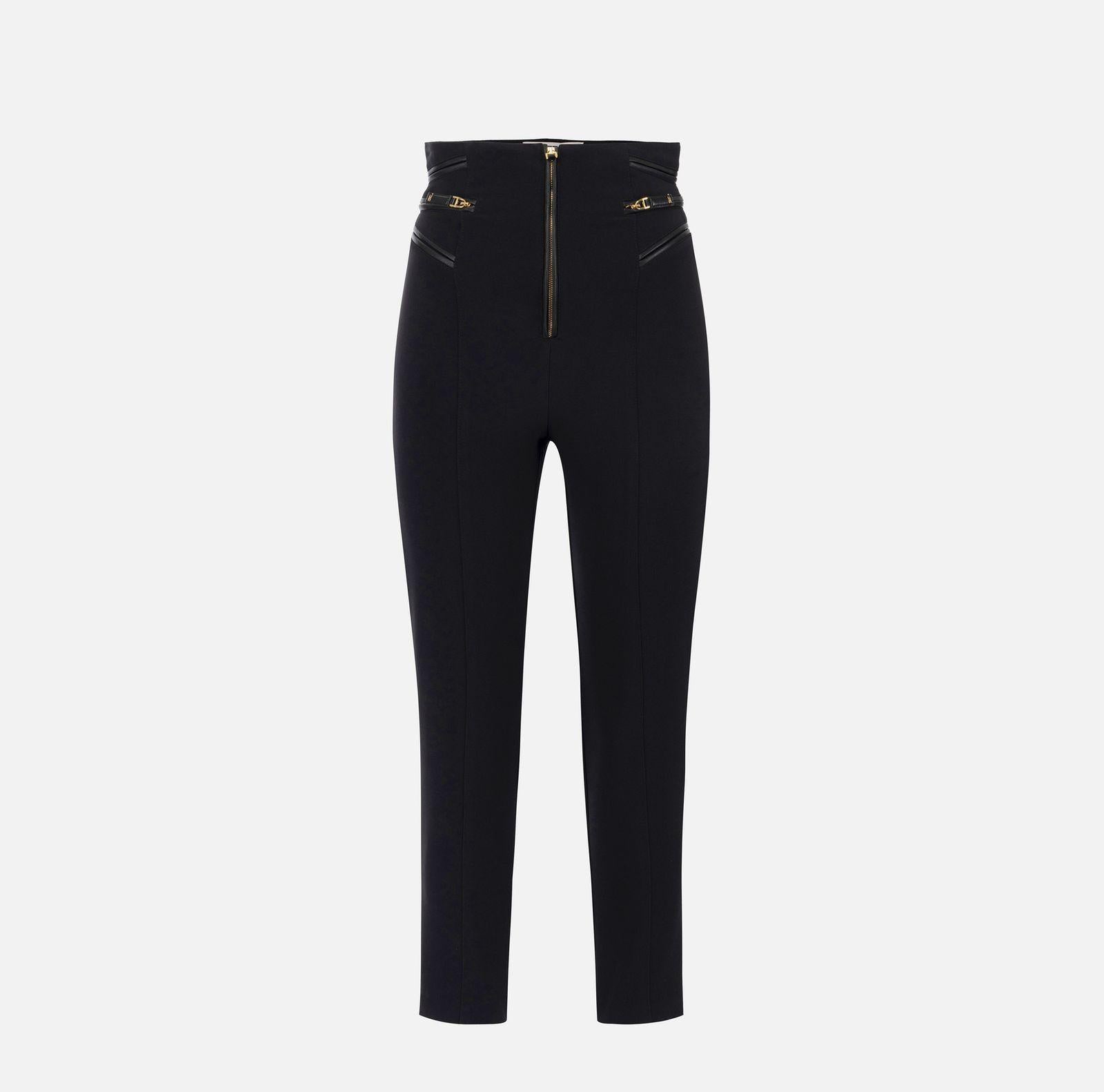 Pantalone con dettagli zip - Elisabetta Franchi PA11956E2 110 ELISABETTA FRANCHI 
