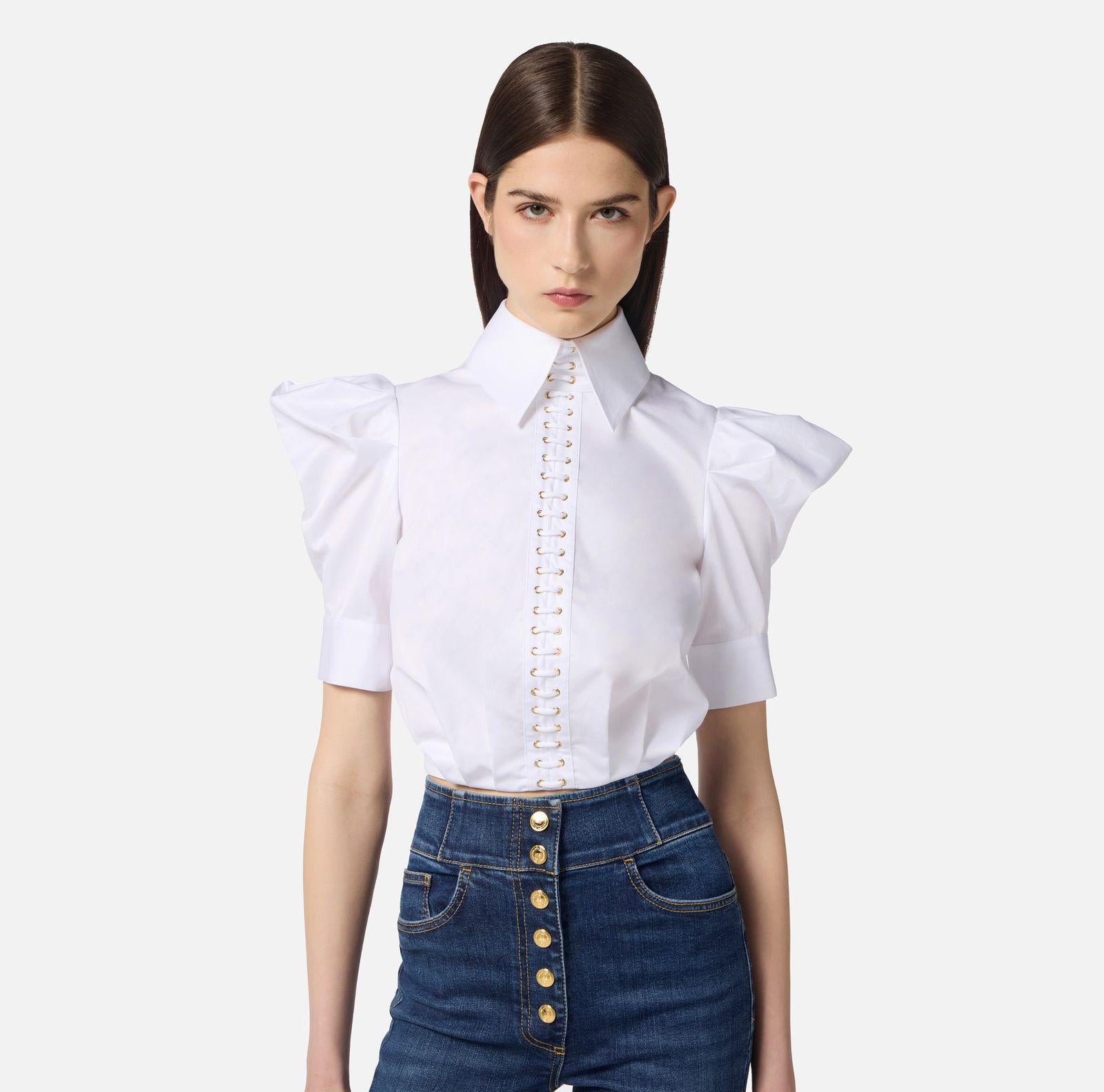 Camicia balloon in popeline CA10156E2 100 ELISABETTA FRANCHI 