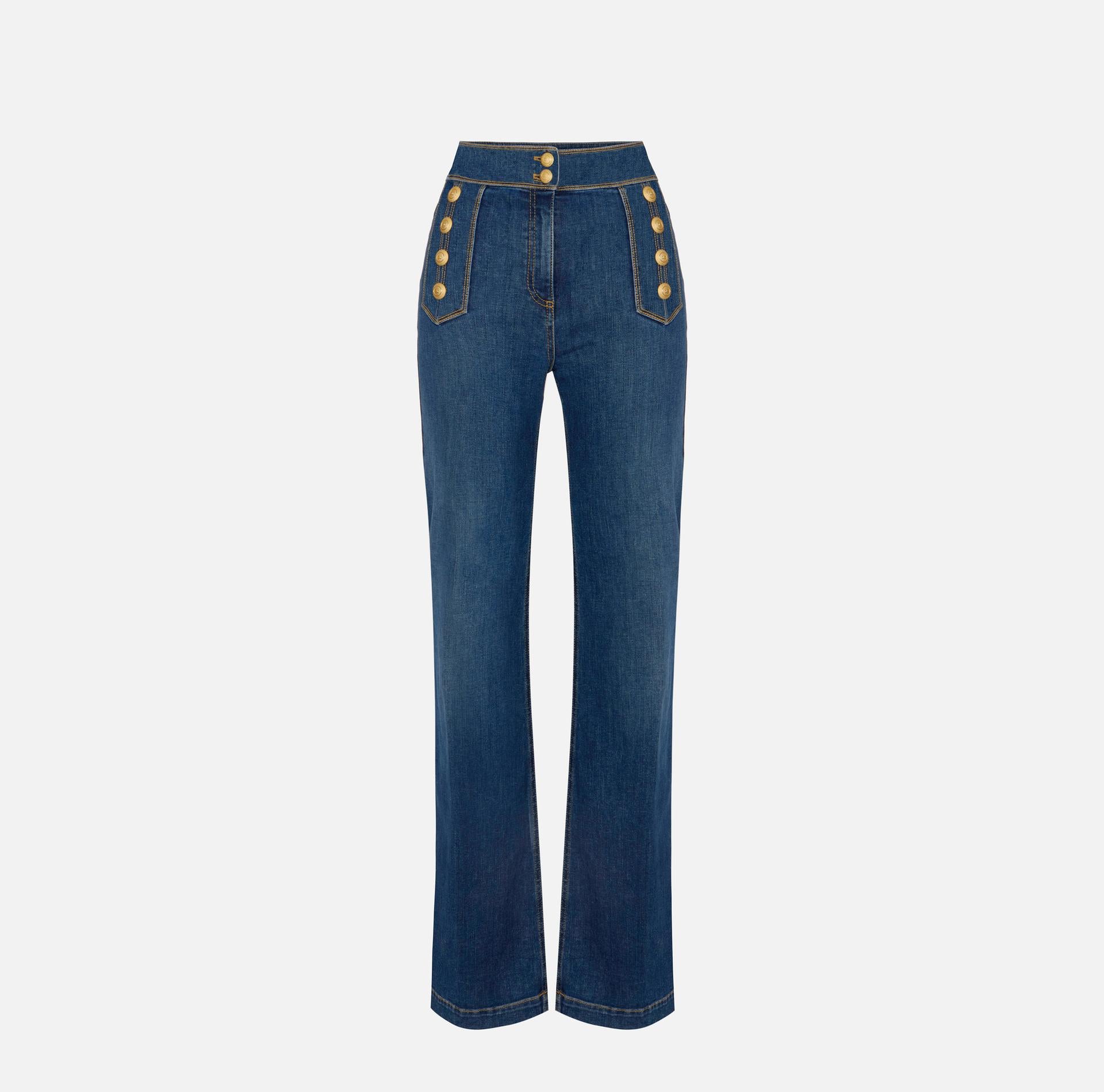 Jeans palazzo con bottoni - Elisabetta Franchi PJ19D61E2 104 ELISABETTA FRANCHI 