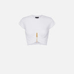T- shirt cropped con zip MA00846E2 270 ELISABETTA FRANCHI 