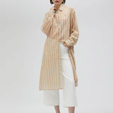 Camicia lunga trasparente a righe