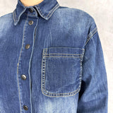Camicia corta in denim medio scuro