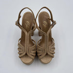 Sandalo con plateau in rafia H2316 BEIGE OFELIA 