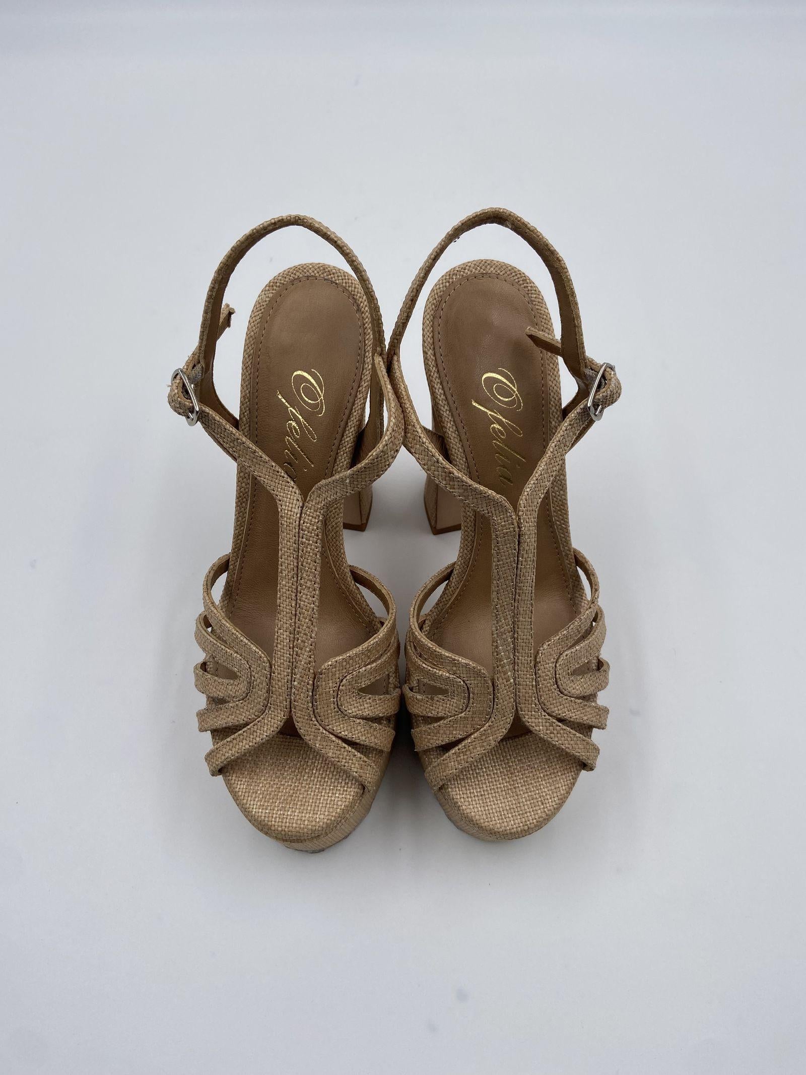 Sandalo con plateau in rafia H2316 BEIGE OFELIA 