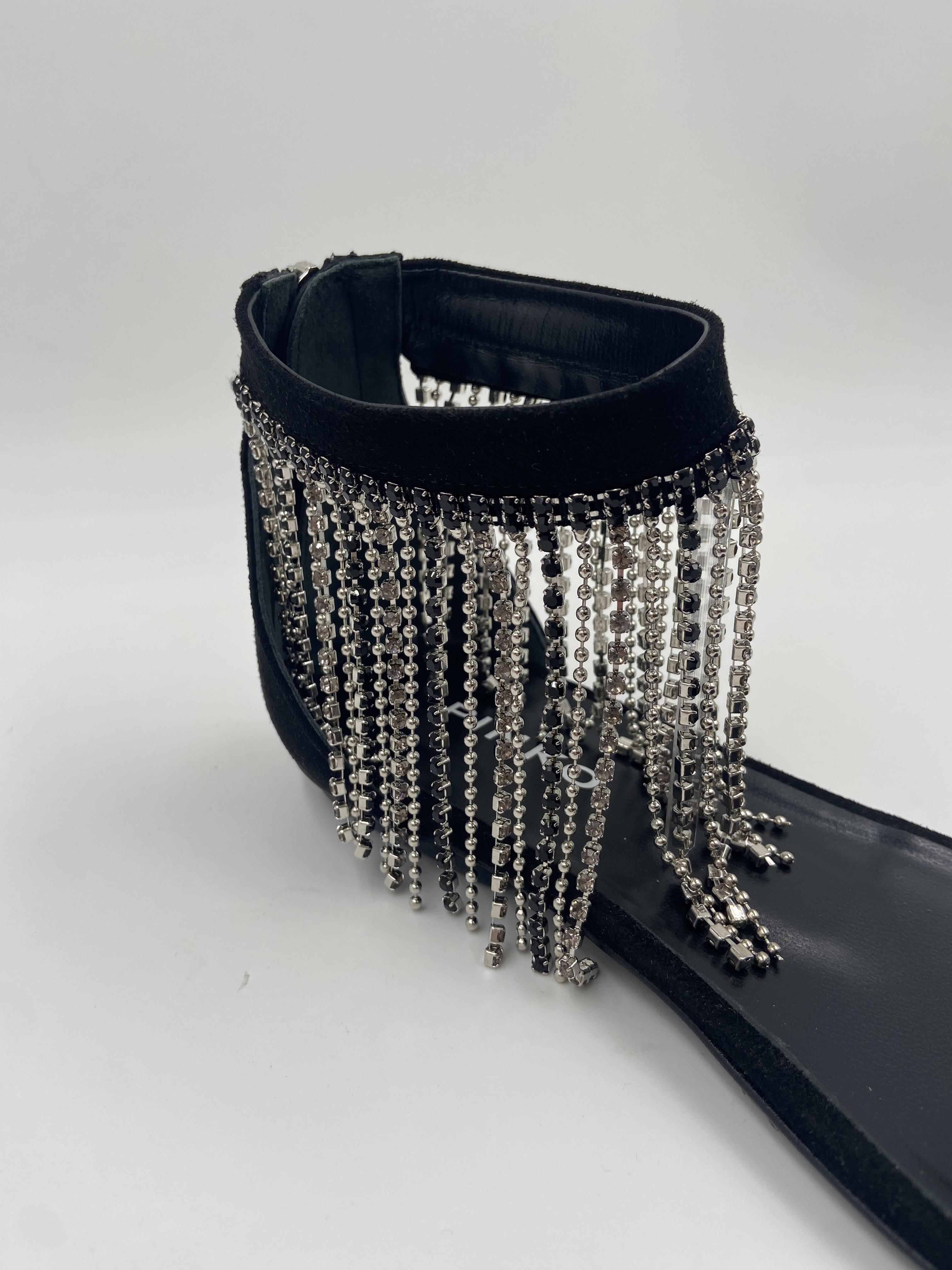 Sandalo basso con frange e strass 100663-A0NM Z99 PINKO 
