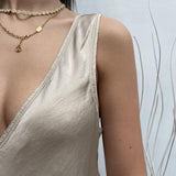 Top satinato scollo profondo - Ofelia MS2007 BEIGE OFELIA 