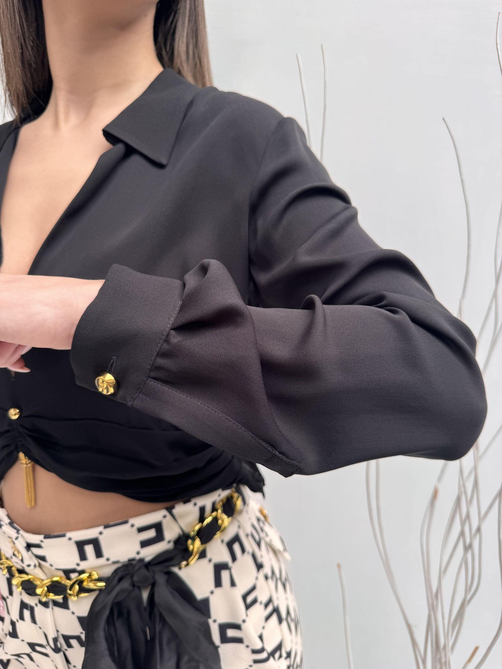 Camicia crop con charms - Elisabetta Franchi CA01931E2 110 ELISABETTA FRANCHI 