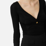Maglia in jersey con gioiello - Elisabetta Franchi MD02962E3 110 ELISABETTA FRANCHI 