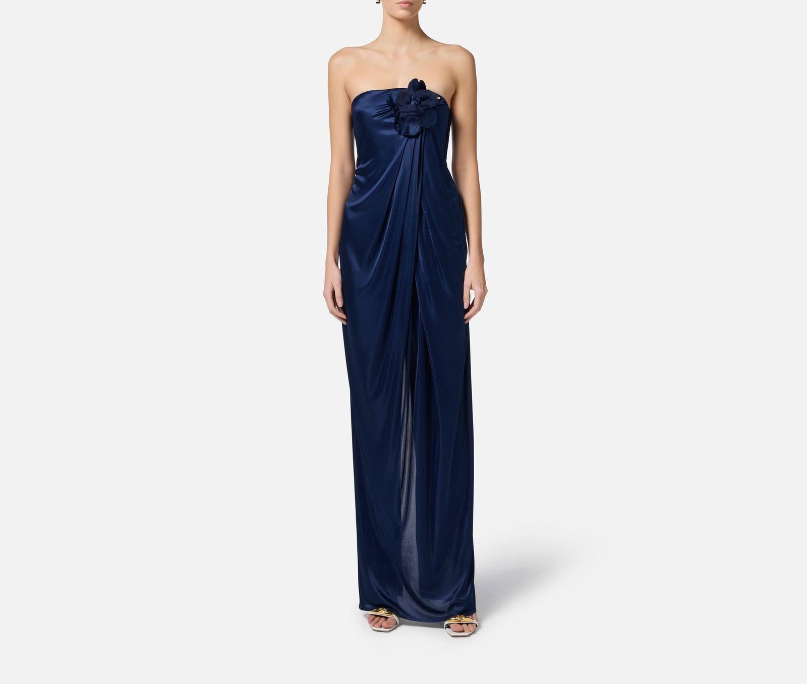 Abito Red Carpet con fiore ricamato - Elisabetta Franchi ABR3752E2 DC8 ELISABETTA FRANCHI 