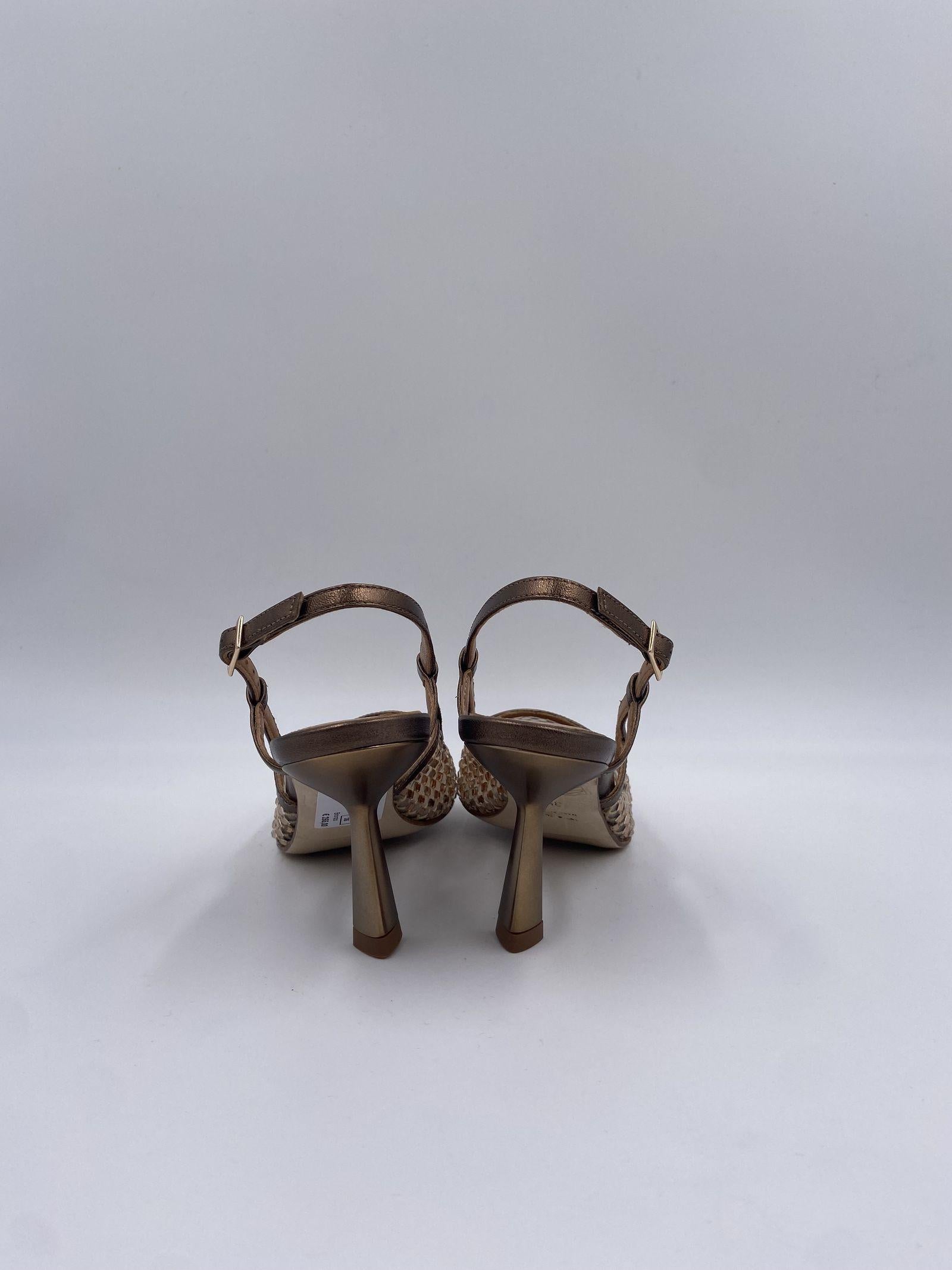 Slingback con dettaglio rete e perline 2528 BRONZO OFELIA 