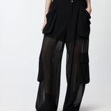 Pantalone cargo in georgette trasparente - Pinko 104751-A21F Z99 PINKO 