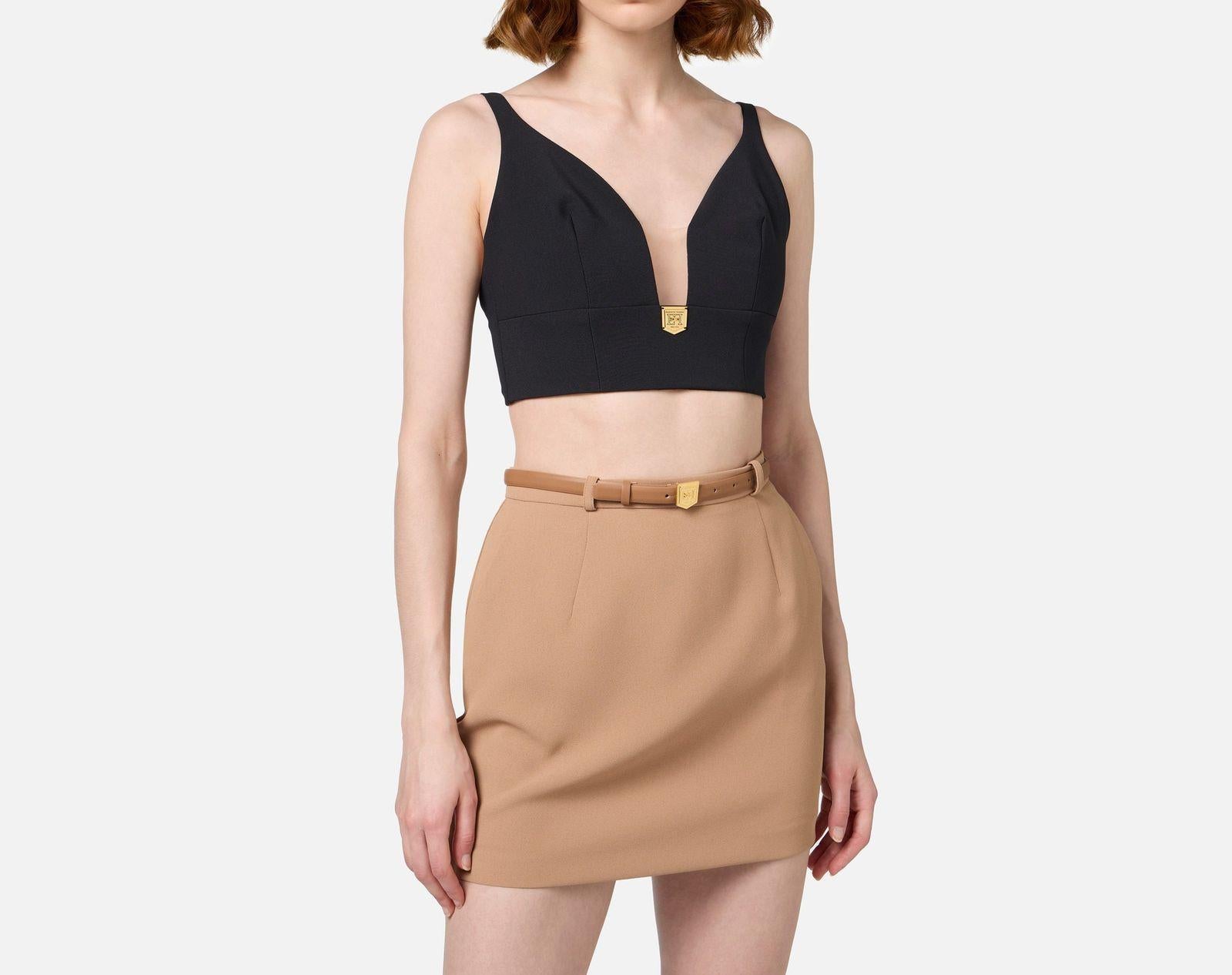 Top in doppio crèpe con placchetta logo TO00246E2 110 ELISABETTA FRANCHI 