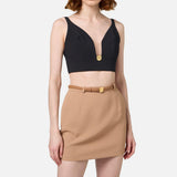 Top in doppio crèpe con placchetta logo TO00246E2 110 ELISABETTA FRANCHI 
