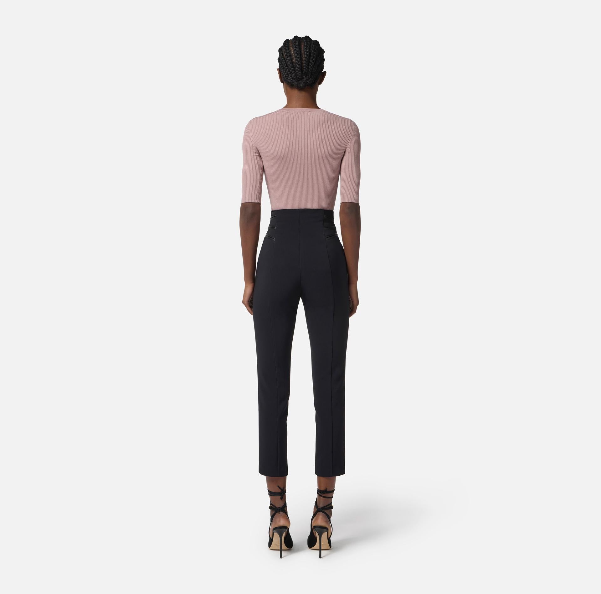 Pantalone con dettagli zip PA11956E2 110 ELISABETTA FRANCHI 