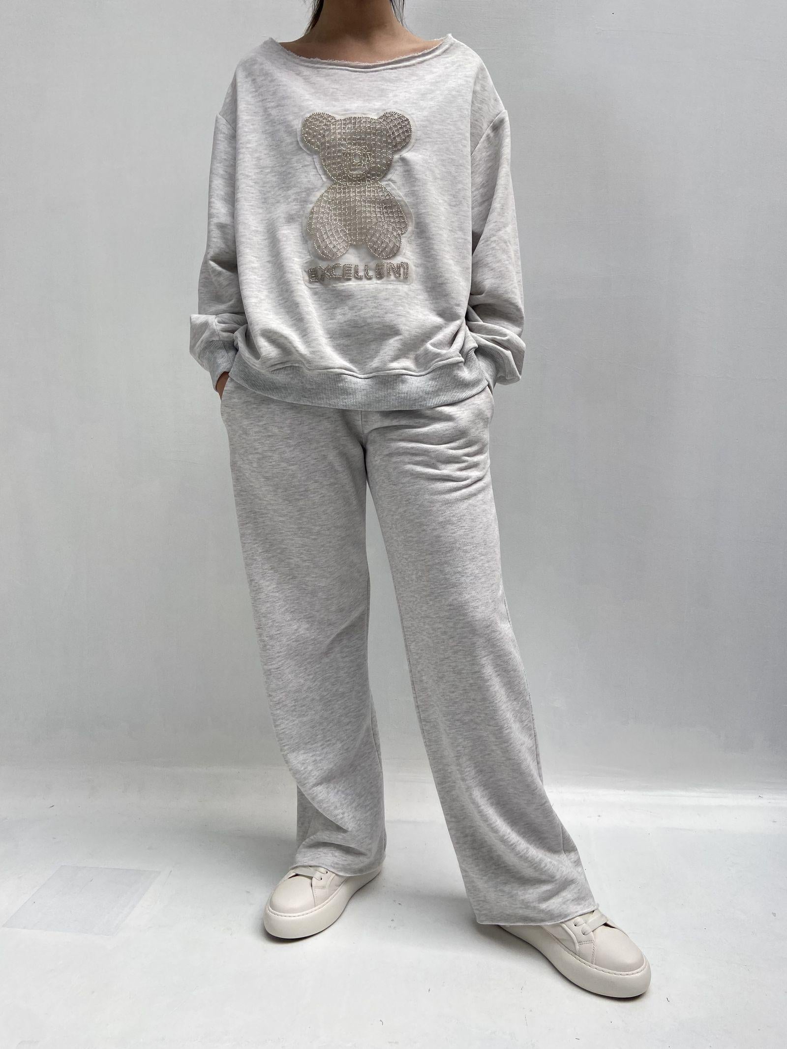Felpa con orsetto A1287 GRIGIO OFELIA 