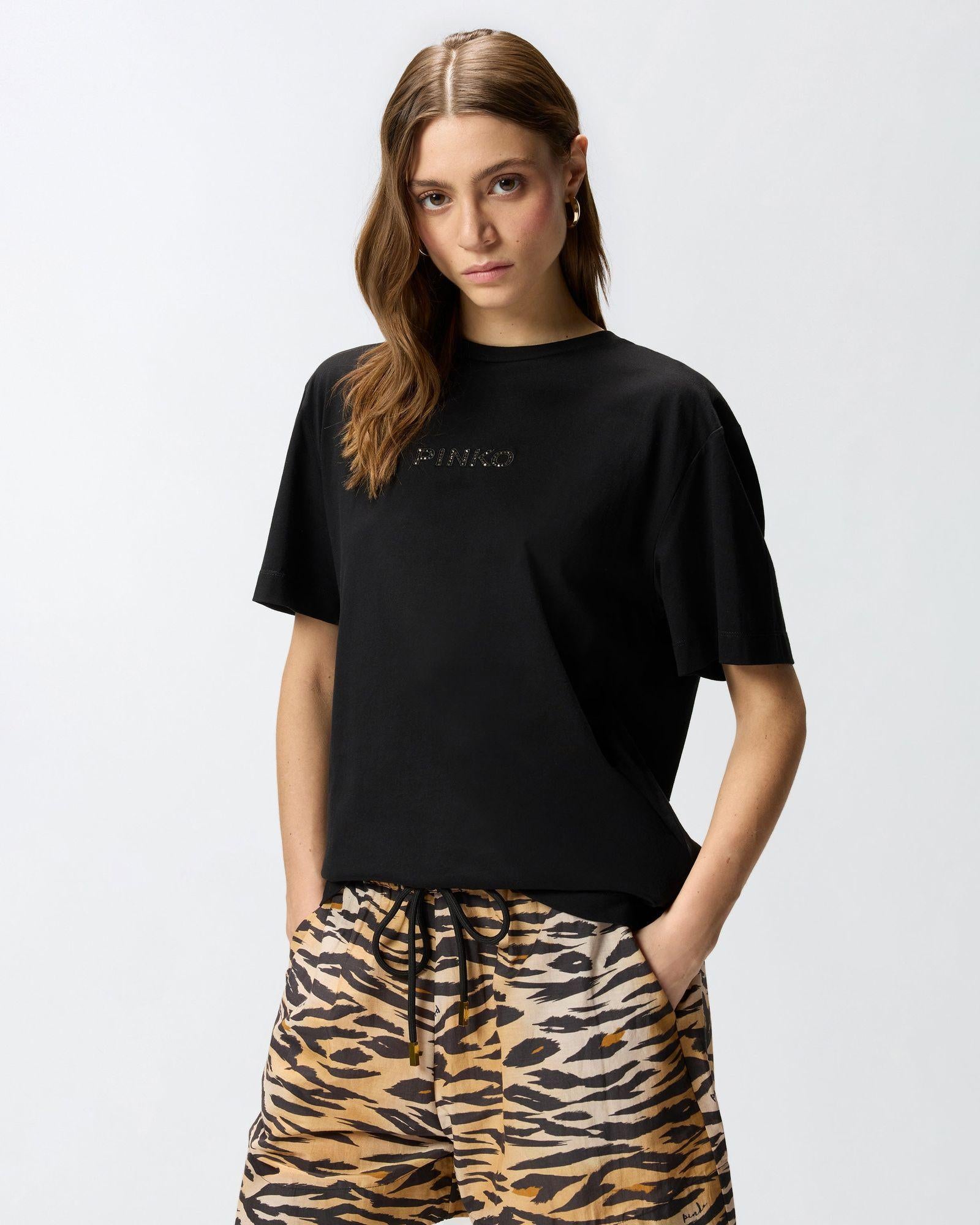 T-shirt jersey logo 105526A33S Z99 PINKO 