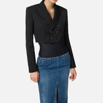 Giacca cropped in gabardina - Elisabetta Franchi GI22361E2 110 ELISABETTA FRANCHI 