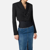 Giacca cropped in gabardina - Elisabetta Franchi GI22361E2 110 ELISABETTA FRANCHI 