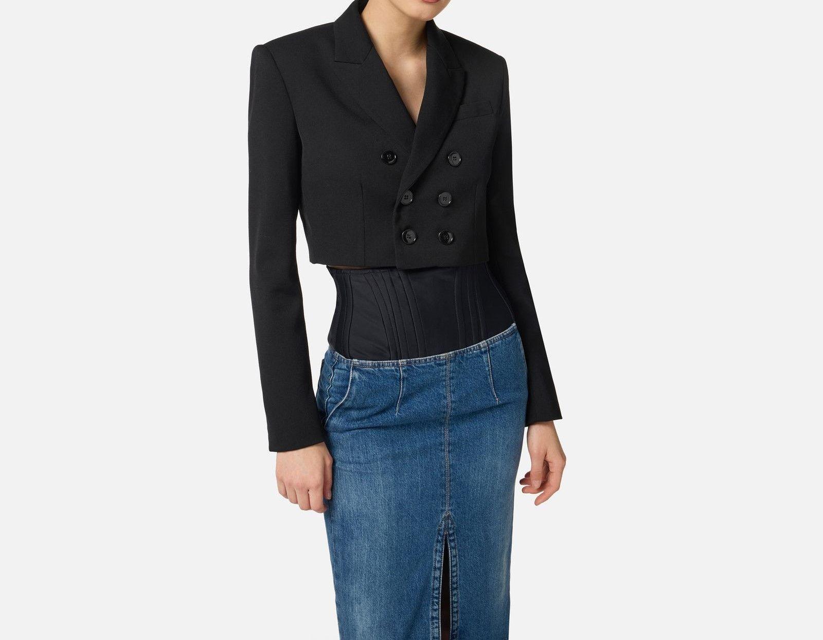 Giacca cropped in gabardina - Elisabetta Franchi GI22361E2 110 ELISABETTA FRANCHI 