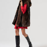 Gilet pelliccia con cappuccio FR25WC4006O44501 091 FRACOMINA 
