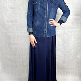 Camicia denim lavaggio scuro con orsetto