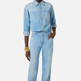 Tuta denim con lettering - Elisabetta Franchi TJ44D61E2 192 ELISABETTA FRANCHI 