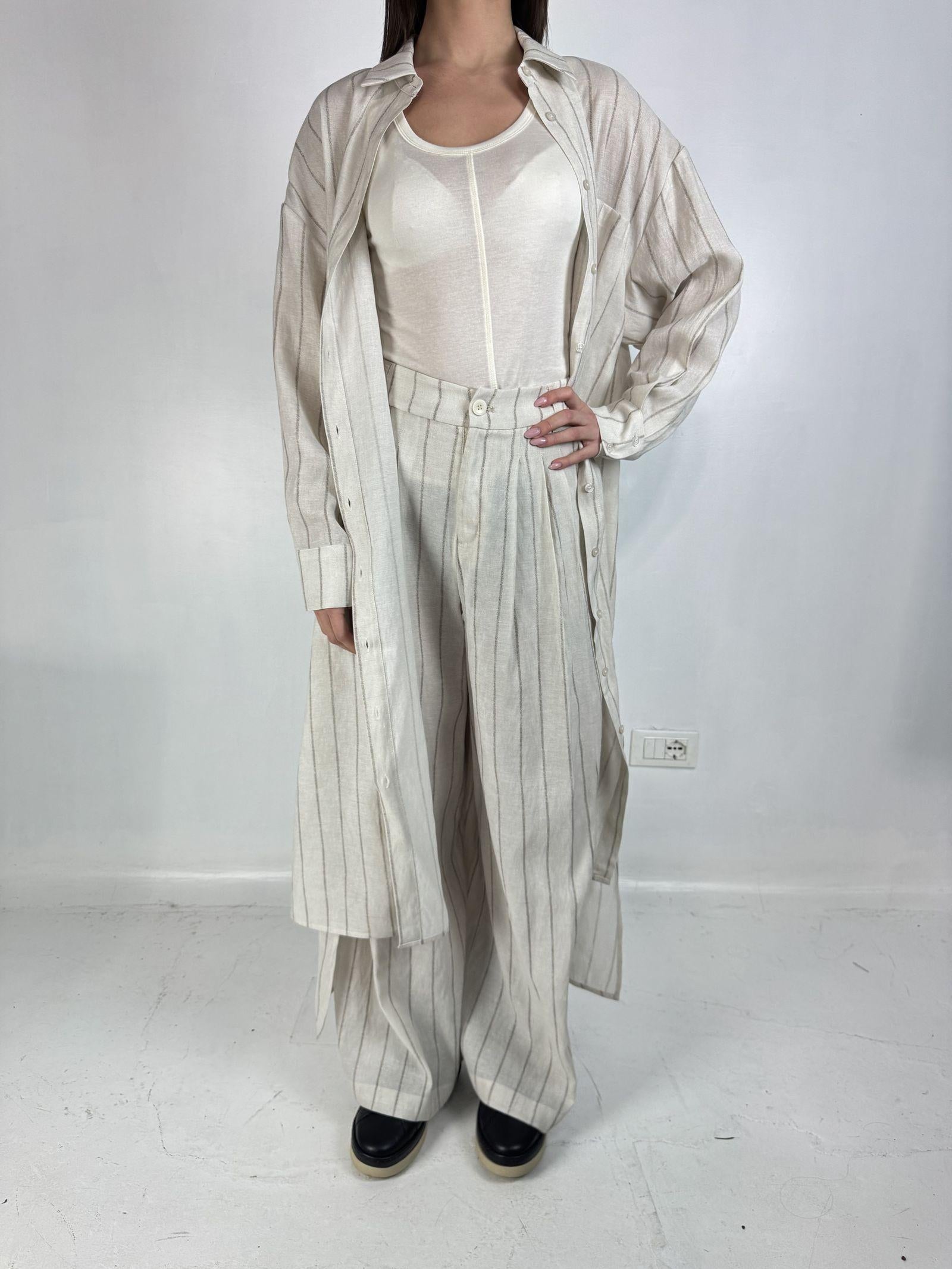 Pantalone con motivo a righe - Eleh SS260272 ECRU ELEH 