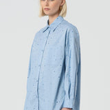 Camicia over in popeline con strass