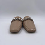 Sabot con perle e borchie 602 BEIGE CHIARINI 