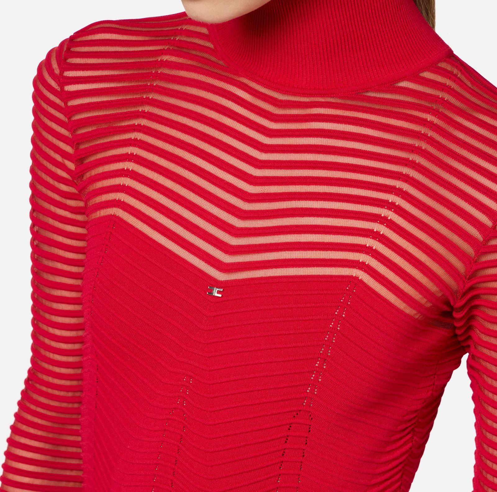 Abito midi con motivo chevron e maniche lunghe AM02B46E2 CG5 ELISABETTA FRANCHI 